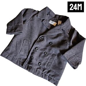 All Mine Double Breasted Peacoat Dress Jacket Zippered Winter Grey Infant 24m